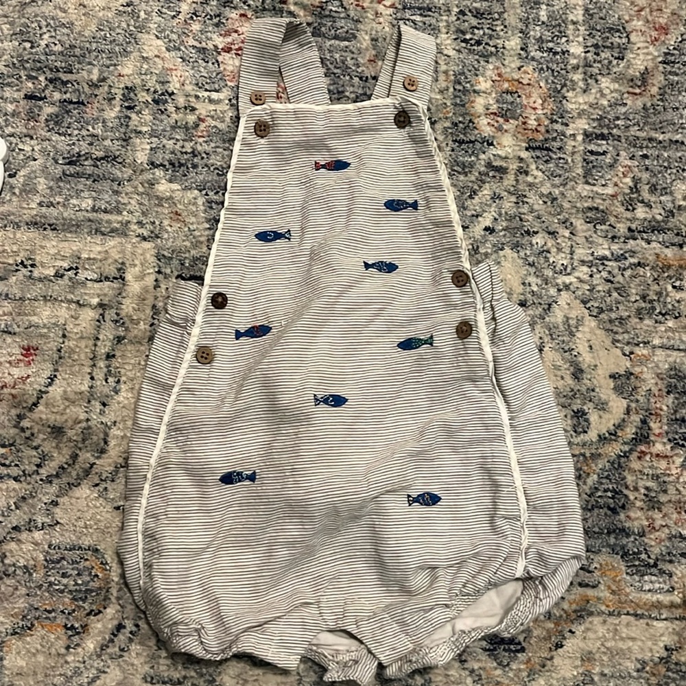 Mudpie fish embroidered bubble outfit